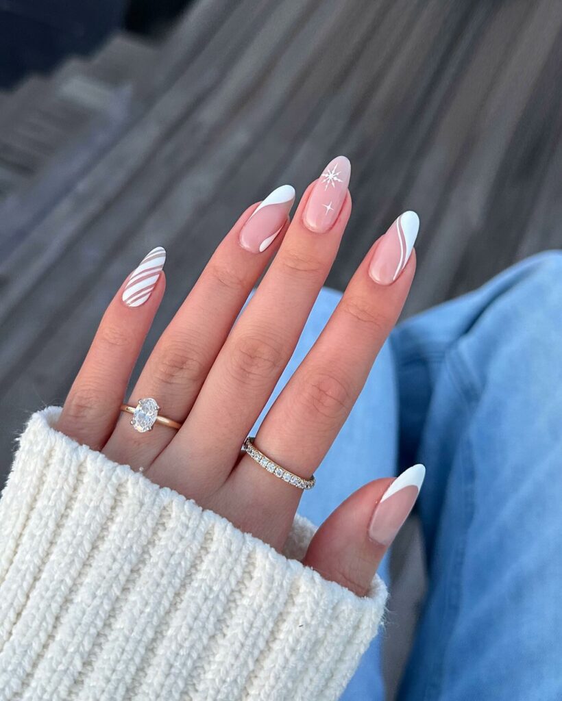 30 Latest Winter Nail Ideas To Try In 2024! 25 Abstract White Winter Nails