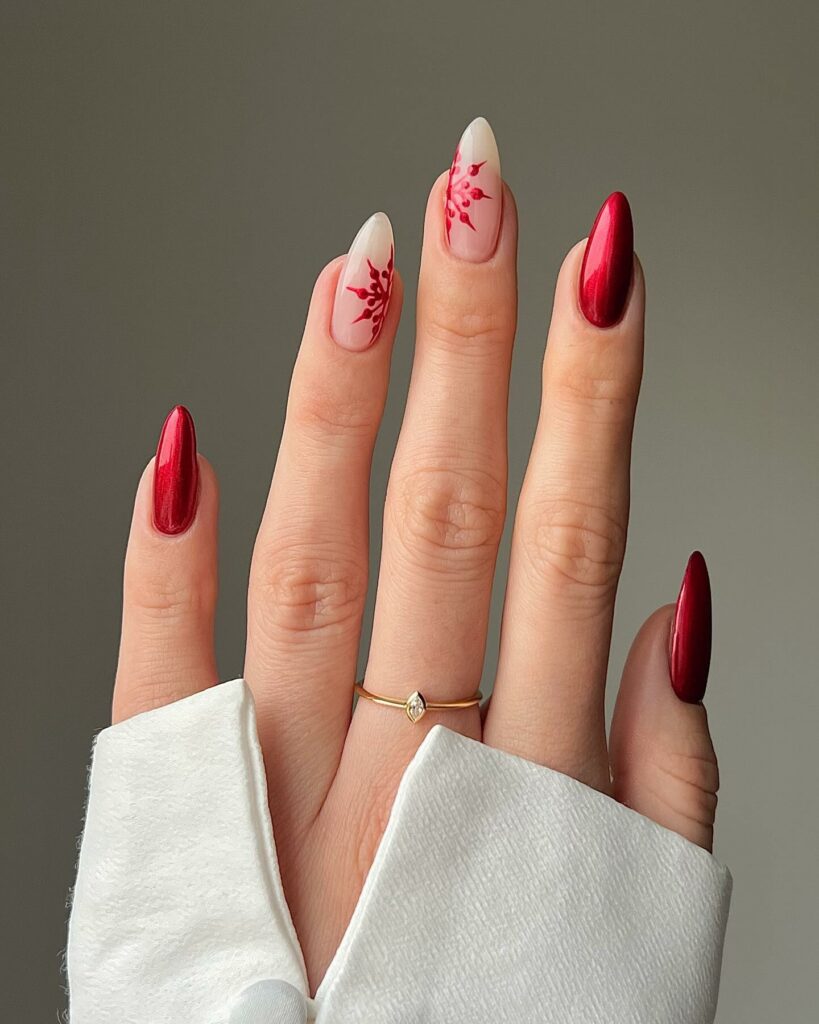 30 Latest Winter Nail Ideas To Try In 2024! 24 Metallic Red Winter Nails