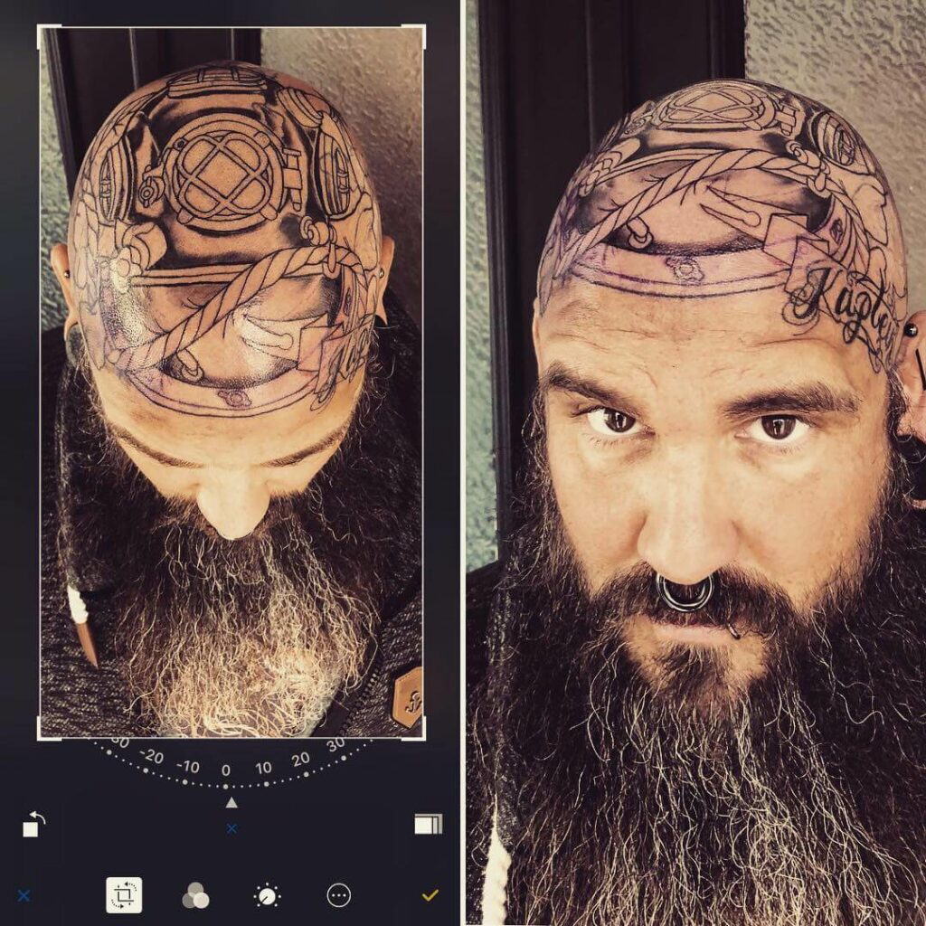 10+ Bald Head Tattoo Ideas That Will Blow Your Mind! 13 German Style Bald Head Tattoo