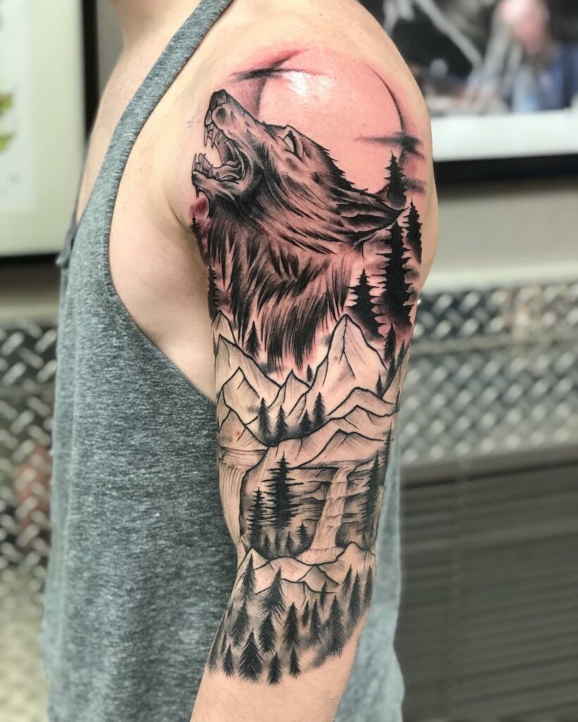 12+ BEST WOLF TATTOO DESIGNS & MEANING FOR MEN AND WOMEN 21 Wolf and Moon Tattoo