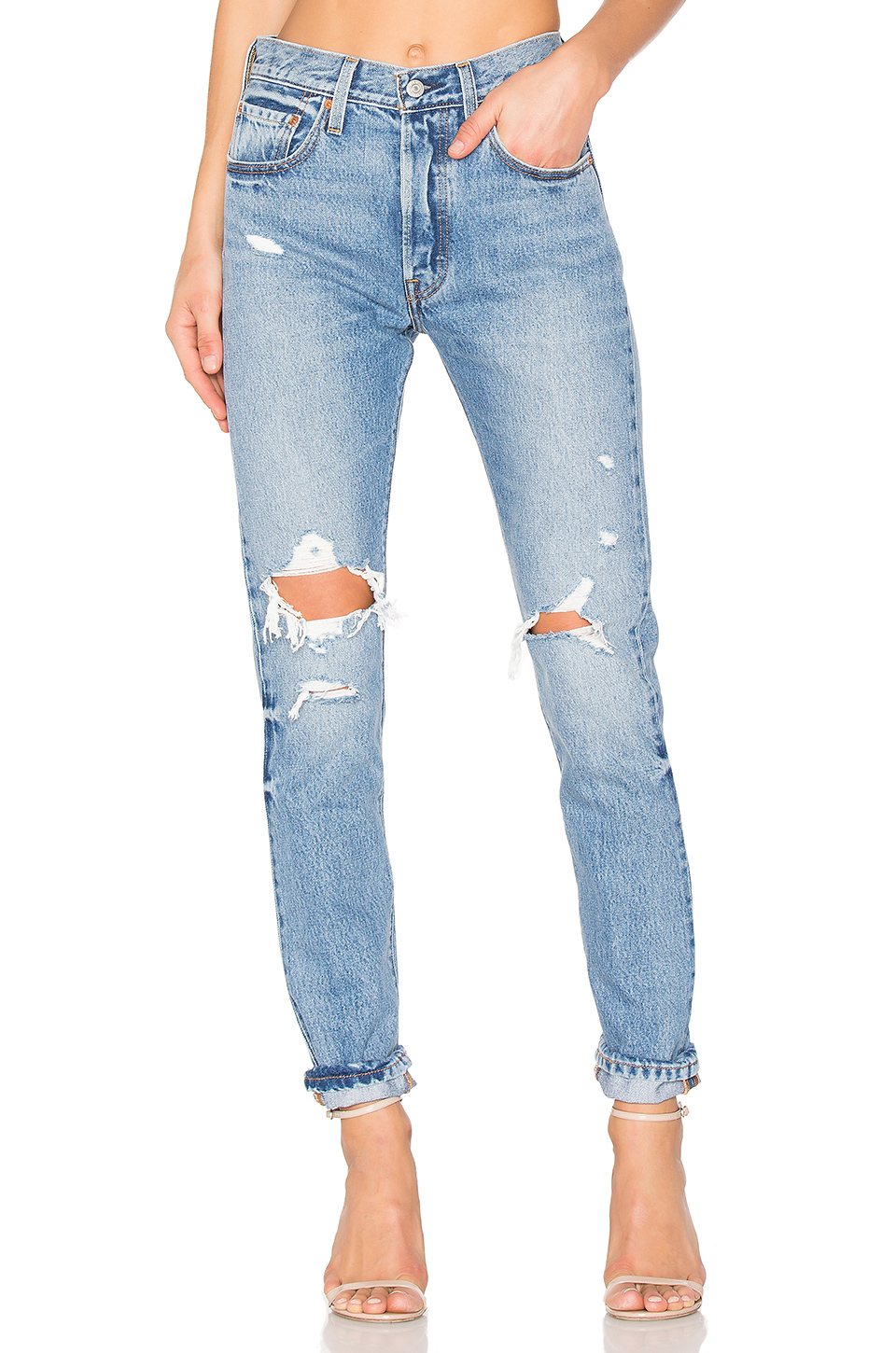 501 Skinny Levis – £67.49 Blue Ripped Levi Jeans