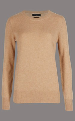 6 – top 15 cashmere sweaters Marks and Spencer Autograph Pure Cashmere Round Neck Jumper - £75 in camel shop