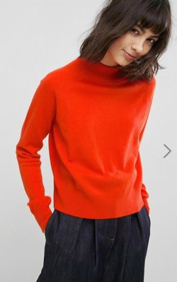 7 – top 15 cashmere sweaters ASOS WHITE 100% Cashmere Turtleneck Sweater - $143 in red