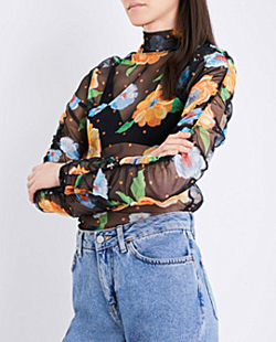 7 Topshop Boutique Floral-Print Mesh Top
