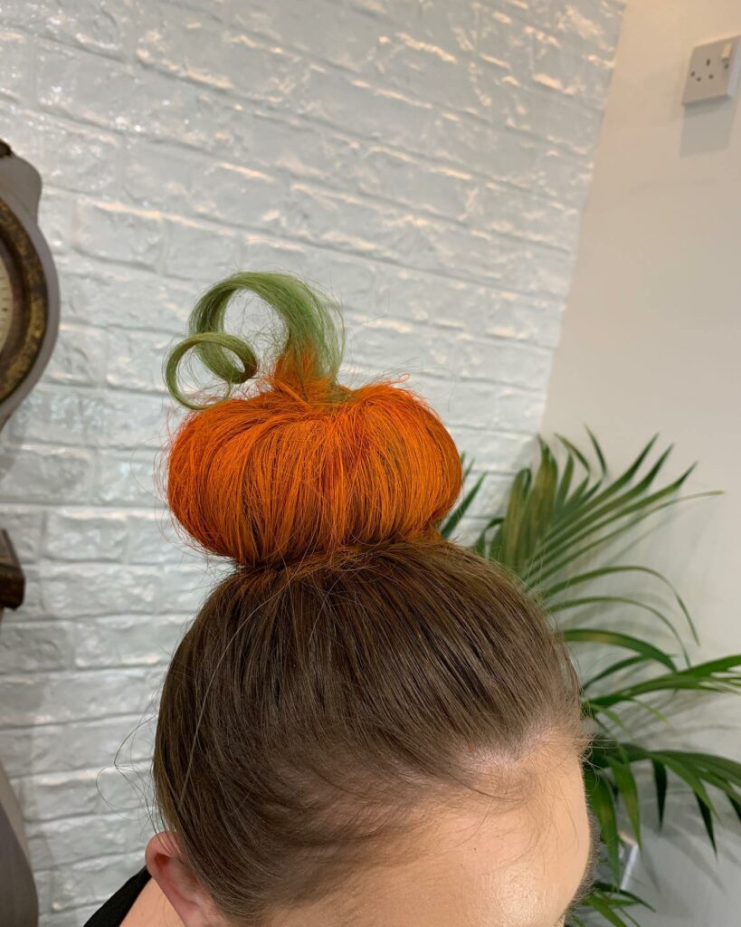 30 Spooky Halloween Hairstyles Ideas to Experiment with in 2024 20 Pumpkin Bun