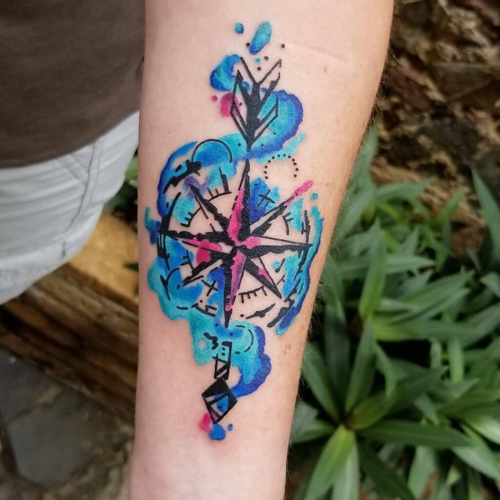 10 AMAZING COMPASS TATTOO DESIGNS TO INSPIRE YOU IN 2024! 23 WATERCOLOR COMPASS TATTOO