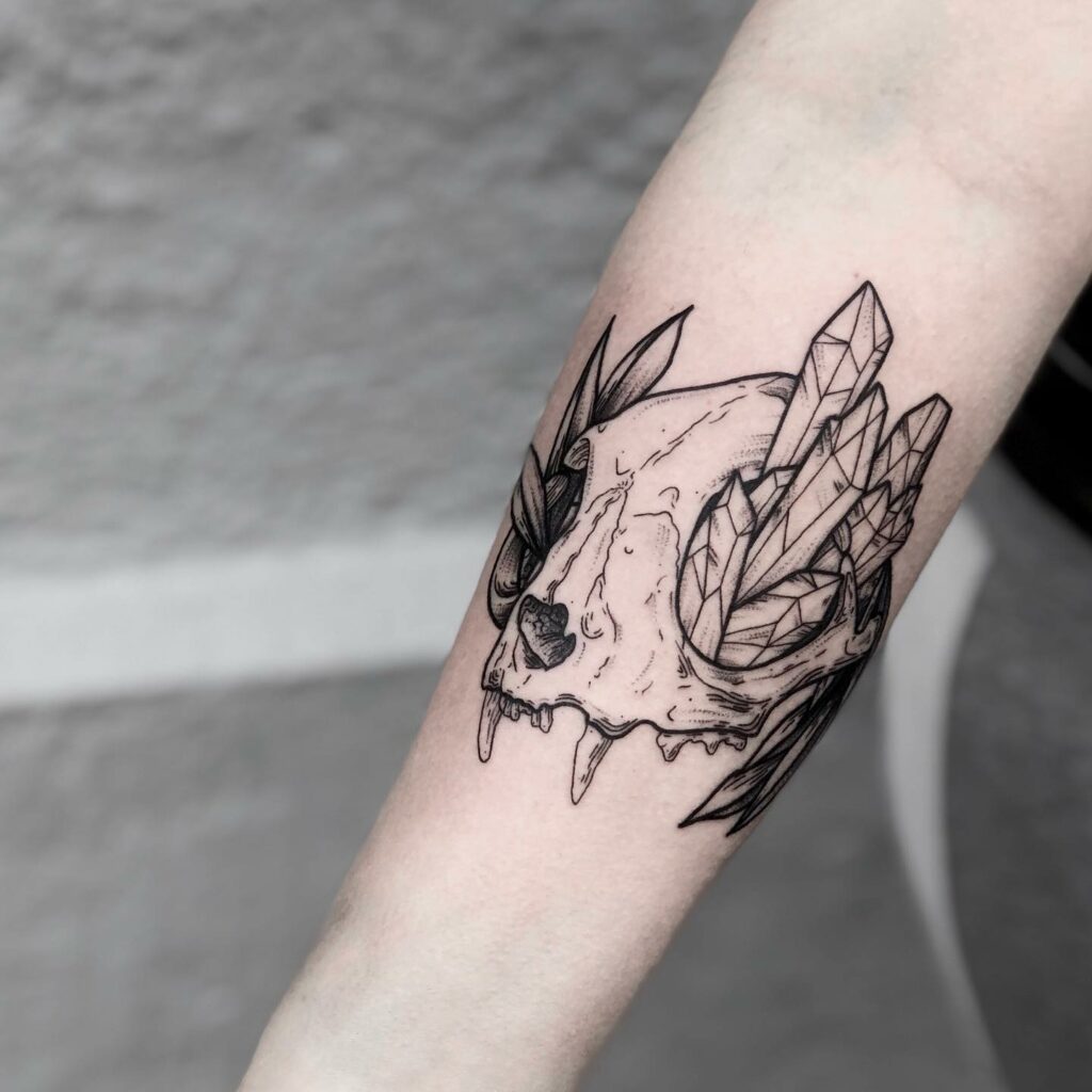 AMAZING ANIMAL SKULL TATTOO IDEAS AND THEIR MEANINGS IN 2024 13 Cat Skull Tattoo