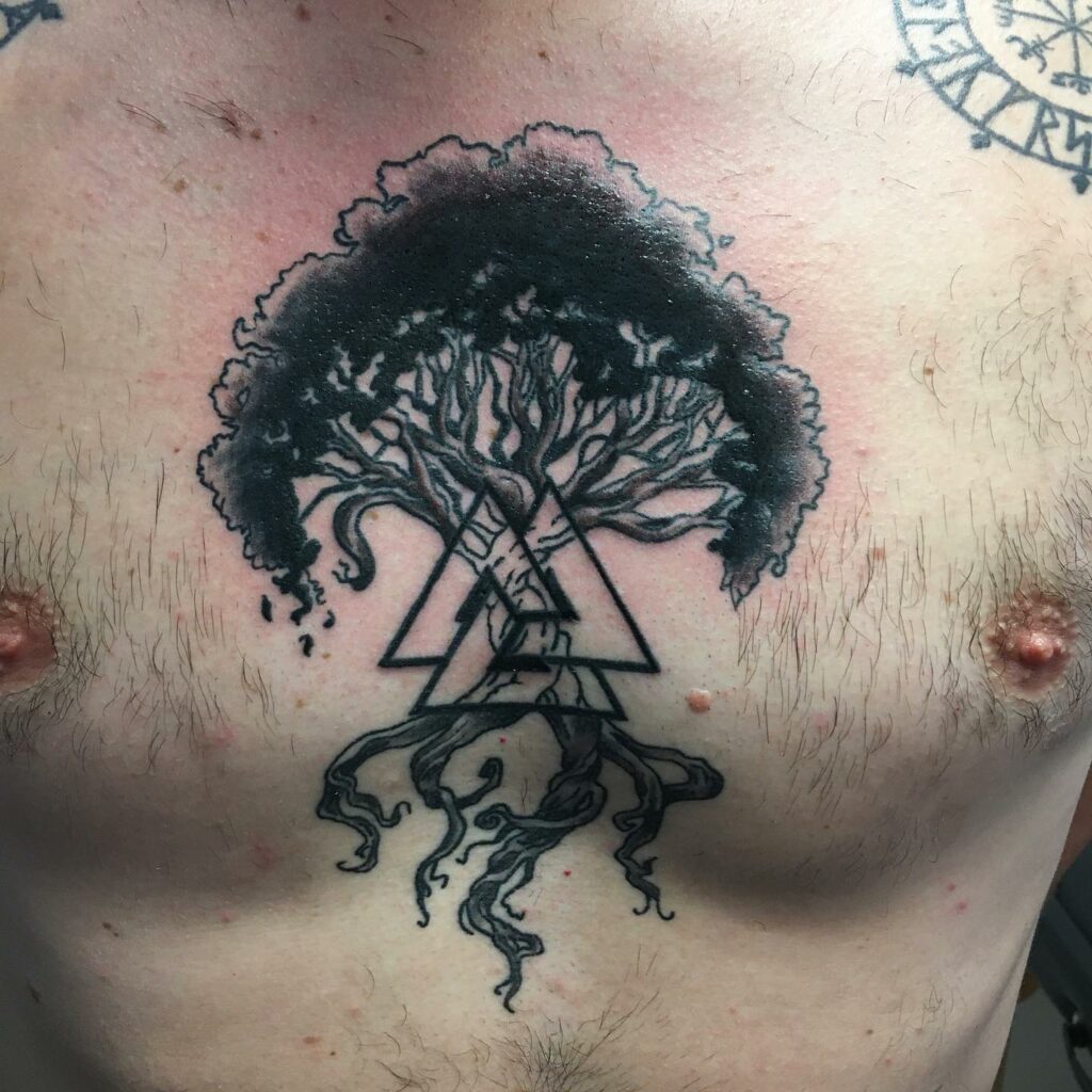 AMAZING VALKNUT TATTOOS & THEIR MEANINGS IN 2024 16 Valknut and Yggdrasil Tattoos