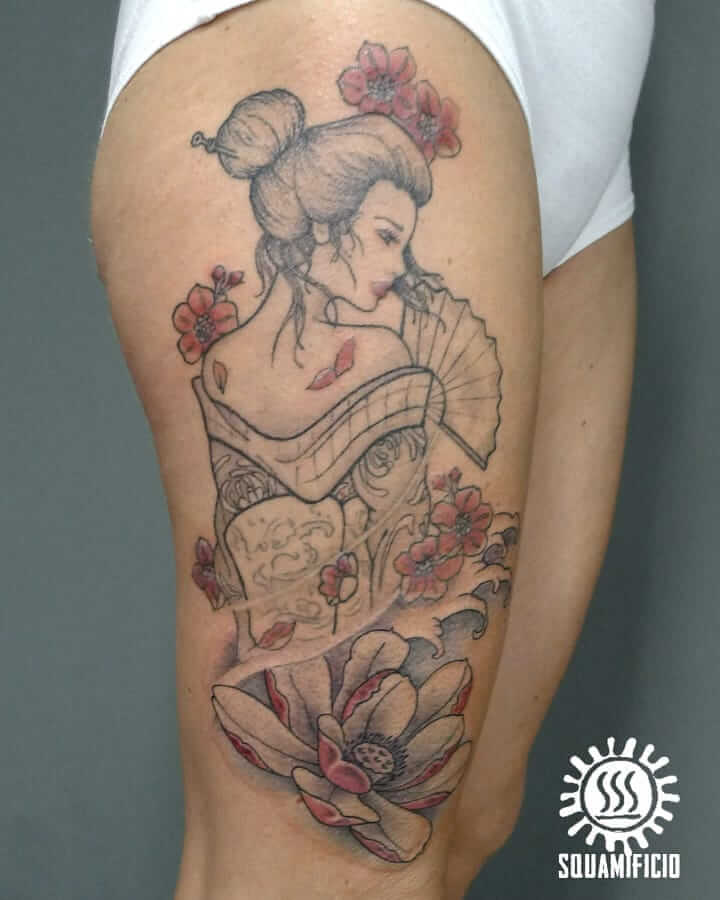 11+ Geisha Tattoo Sketch Ideas You’ll Have To See To Believe! 12 Inked Geisha Tattoo Sketch With Kimono