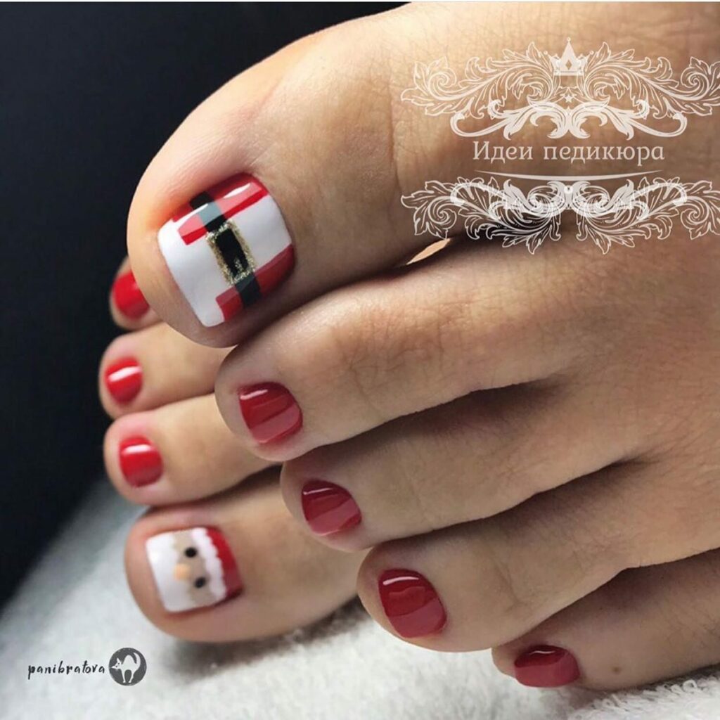 30 Festive Christmas Pedicure Ideas to Experiment with in 2024 40 Santa's Belt