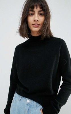 8 – top 15 cashmere sweaters ASOS WHITE 100% Cashmere Turtleneck Sweater - $143 in black