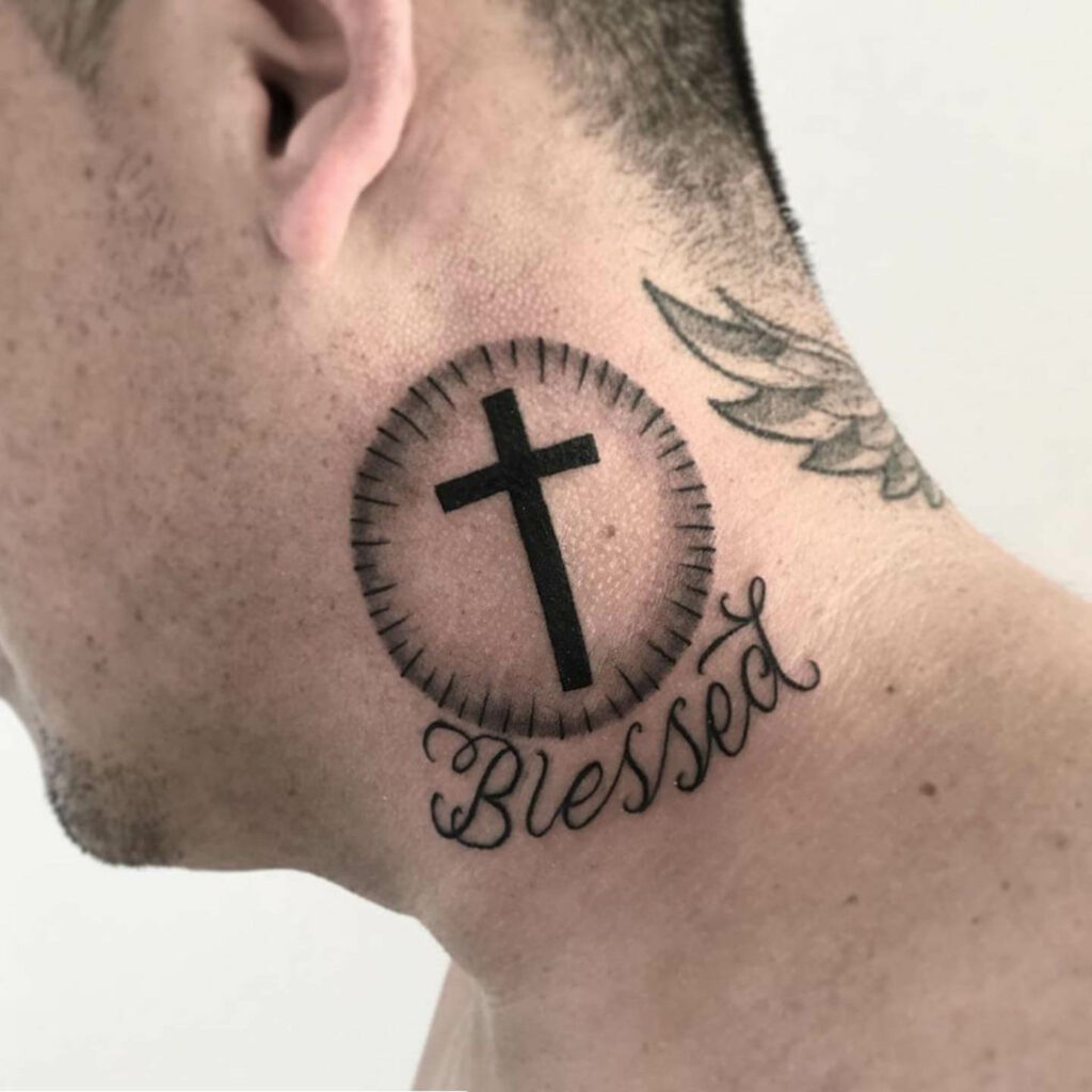 11+ Blessed Neck Tattoo Ideas That Will Blow Your Mind! 11 Cross X Blessed Letter Tattoo
