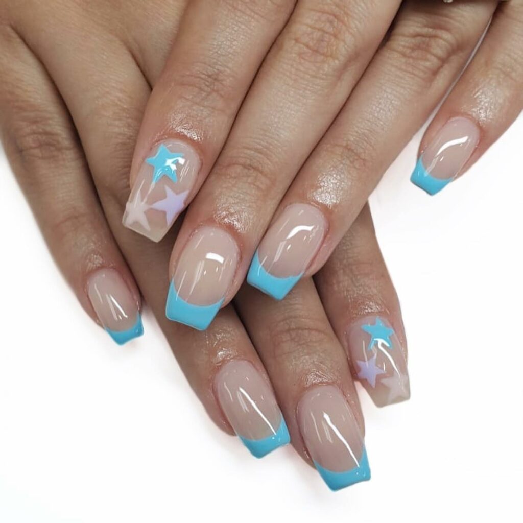 Dive into 60 Turquoise Nail Designs of 2024 46 Starry-Eyed