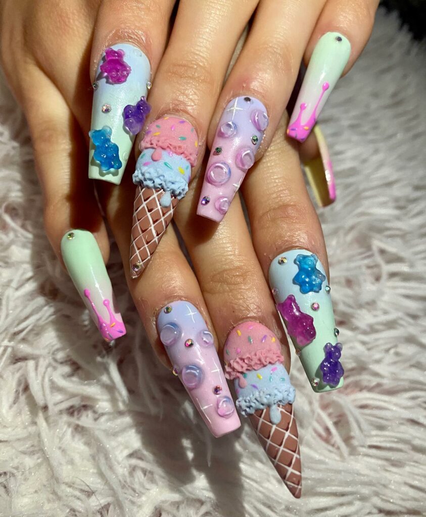 20 Latest Bubble Nail Ideas To Try In 2024! 21 Bubble Design On Ice Cream Nails
