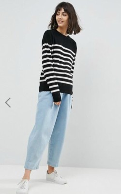 9 – top 15 cashmere sweaters ASOS WHITE 100% Cashmere Crew Neck Sweater - $143 in black and white stripes