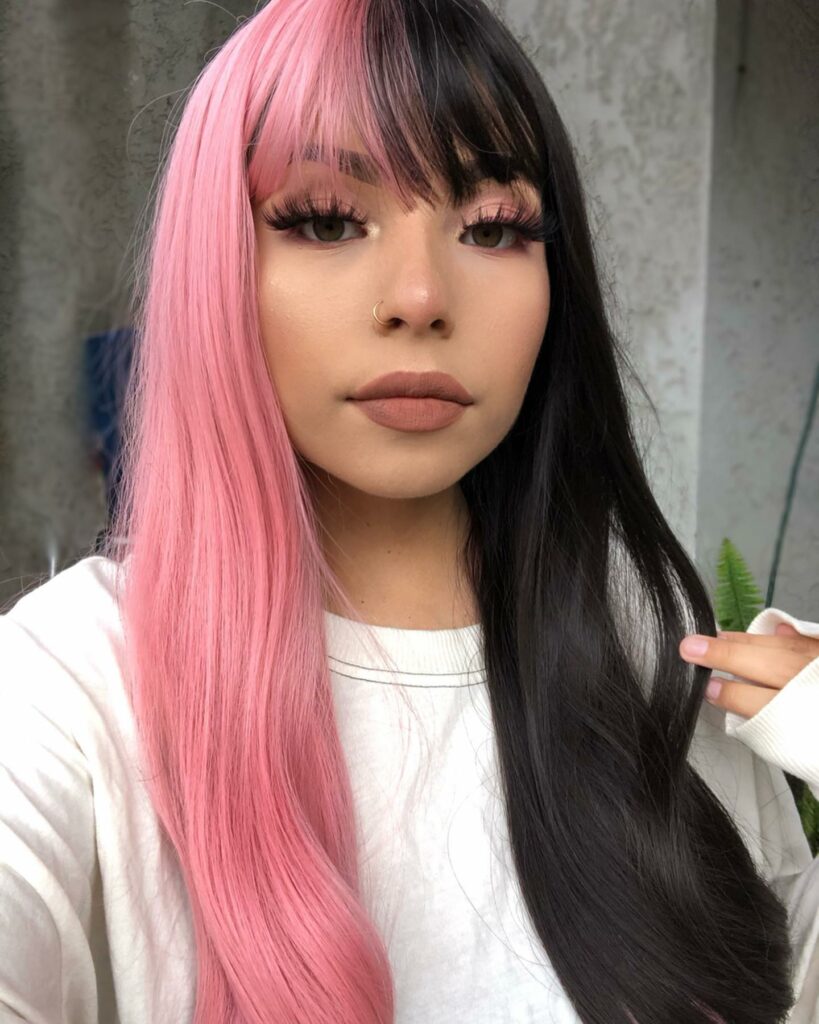 45 Pink Hairstyles to Add a Pop of Color to Your Look in 2024 28 Half Pink Half Black Hair