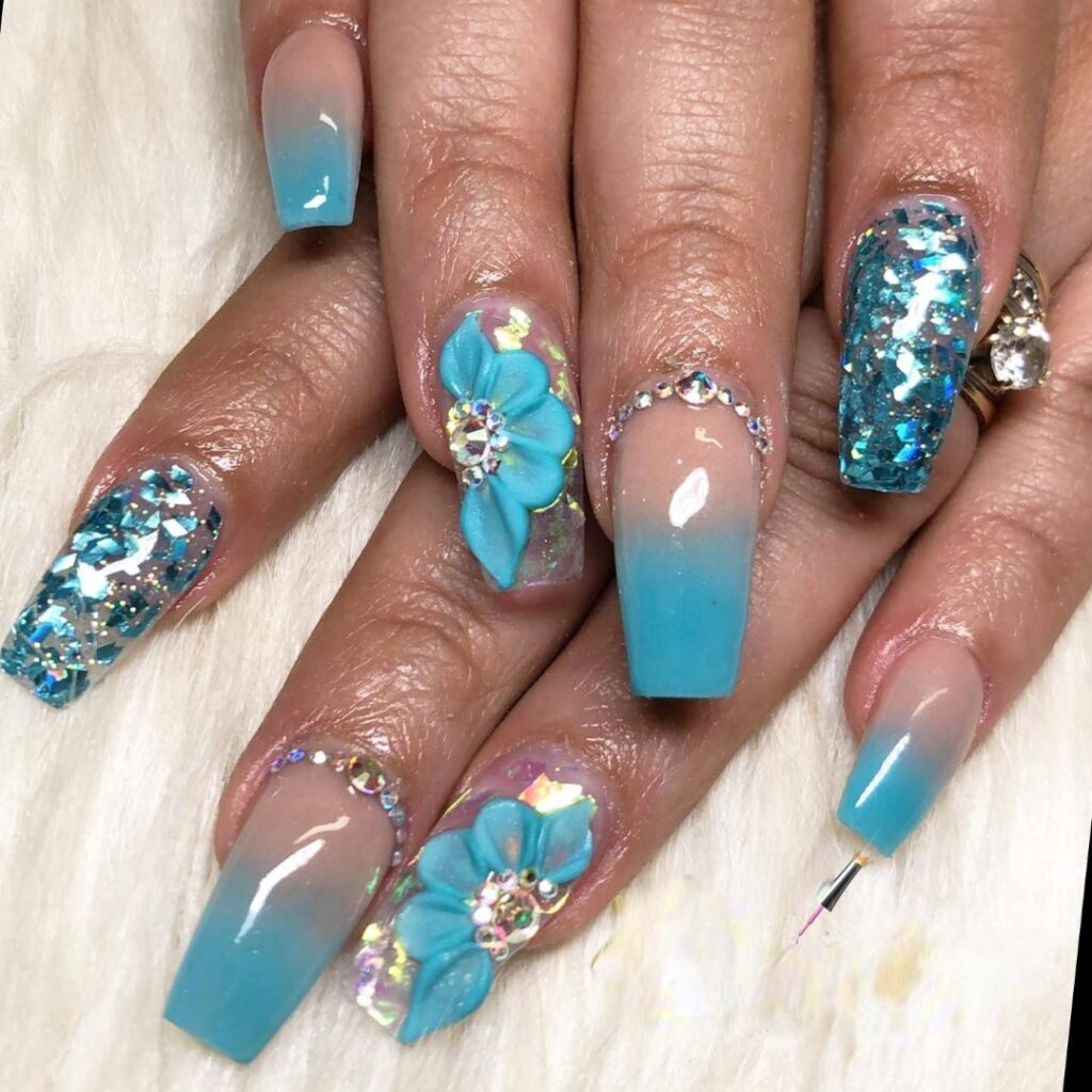 Dive into 60 Turquoise Nail Designs of 2024 74 Delicate Summer Manicure