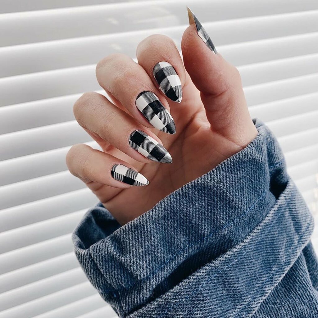 20 Latest Checkered Nail Designs To Try In 2024! 31 Black And White Checkered Nails