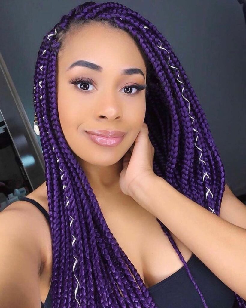 40 Purple Highlight Hair Ideas to Try in 2024 21 Braided In Purple