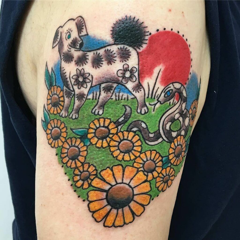 12+ Chinese Snake Tattoo Ideas To Inspire You! 11 A Dog And The Snake