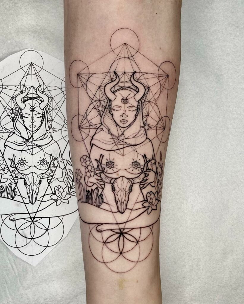 11+ Taurus Tattoo Simple Ideas That Will Blow Your Mind! 15 A Geometric Taurus Females Tattoo
