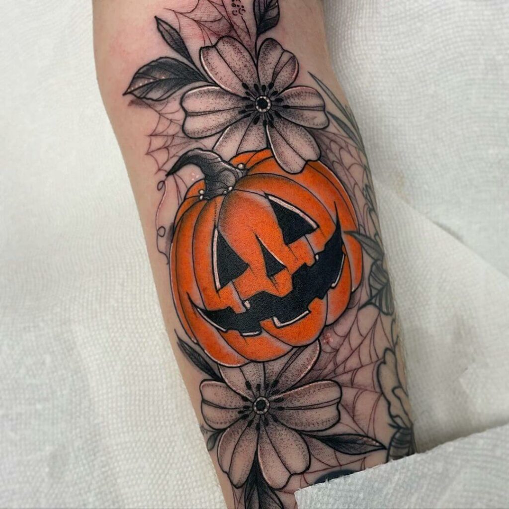 11+ Cute Pumpkin Tattoo Ideas That Will Blow Your Mind! 13 A Highlighted Pumpkin Tattoo