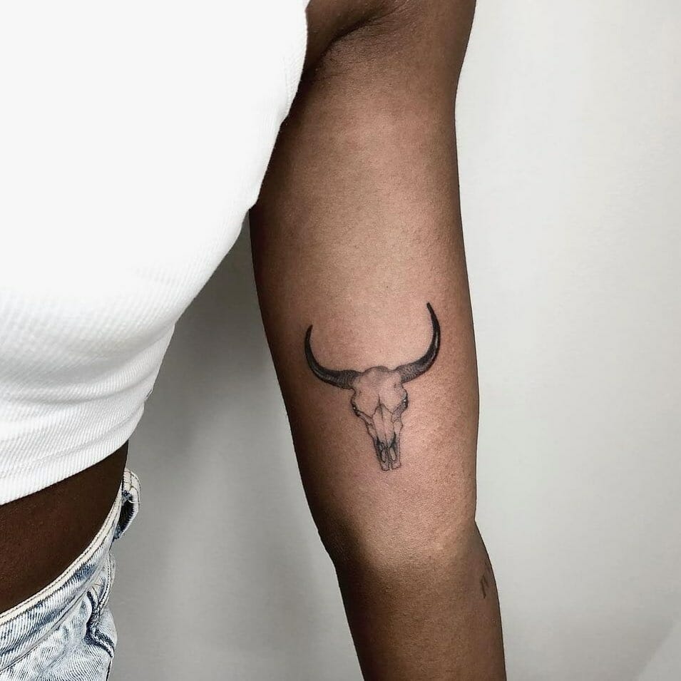 11+ Taurus Tattoo Simple Ideas That Will Blow Your Mind! 19 A Minimal Bull Skull Tattoo