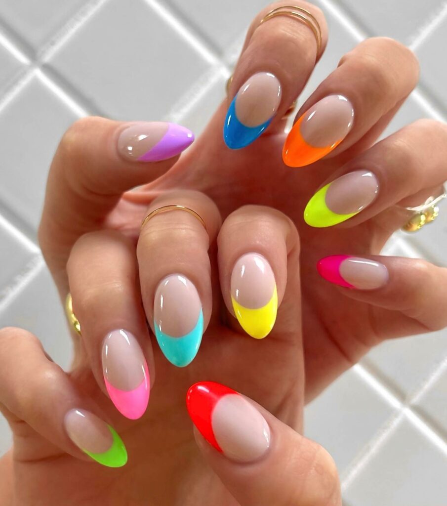 50 Latest Clear Nail Designs To Try In 2024! 46 A Vibrant Take on the Classic for Clear Nails