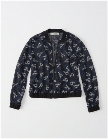 Abercrombie and Fitch embroidered bomber jacket £33.60 Black and blue embroidered bomber jacket