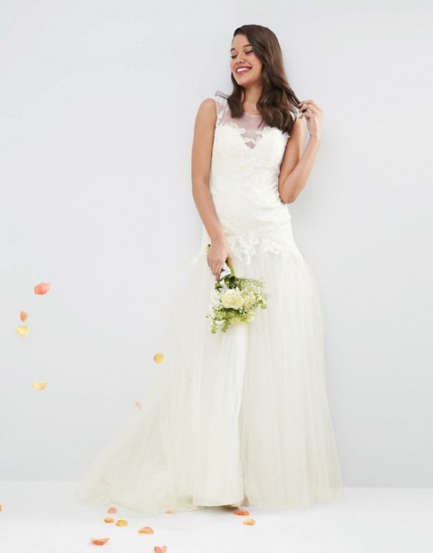 ASOS BRIDAL Princess Lace Bodice Mesh Skirt Maxi Dress – $395 ASOS BRIDAL Princess Lace Bodice Mesh Skirt Maxi Dress