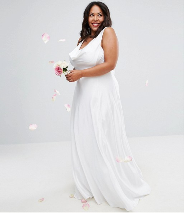 ASOS CURVE BRIDAL Soft Drape Front Maxi Dress – $151 ASOS CURVE BRIDAL Soft Drape Front Maxi Dress