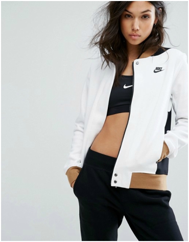 ASOS Nike Tf Block Destroyer Bomber Jacket £90 Nike white bomber jacket with brown and black detailing