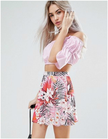 ASOS Petite Tropical Print Skater Skirt £16 ASOS Petite Tropical Print Skater Skirt