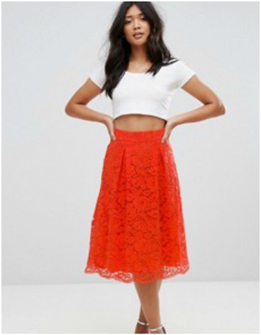 ASOS Warehouse Scallop Hem Lace Skirt £59 ASOS Warehouse Orange Scallop Hem Lace Skirt