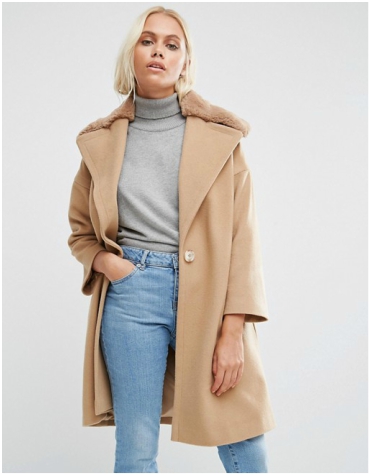 ASOS Helen Berman fur collar coat £125 ASOS Helen Berman fur collar camel coat