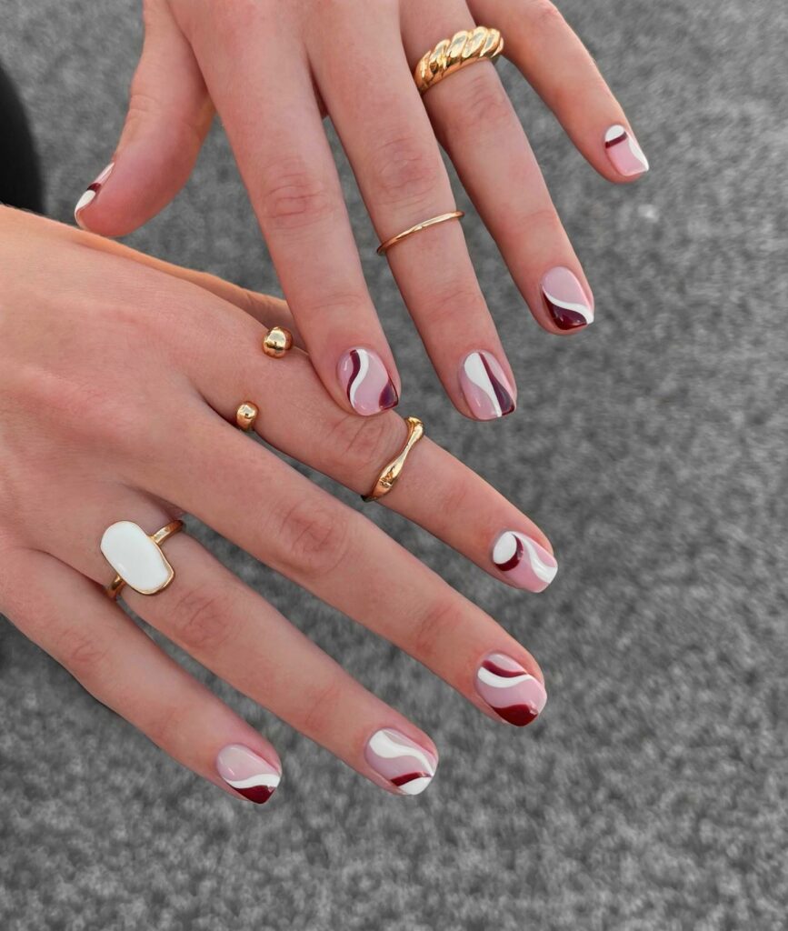Fall in Love with 57 Short Fall Nail Designs in 2024 12 Espresso Swirls on Abstract Brown Short Fall Nails