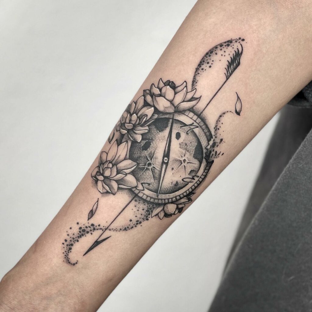 10+ Arrow Tattoos For Men That Will Blow Your Mind! 17 Abstract Compass, Flower And Arrow Tattoo