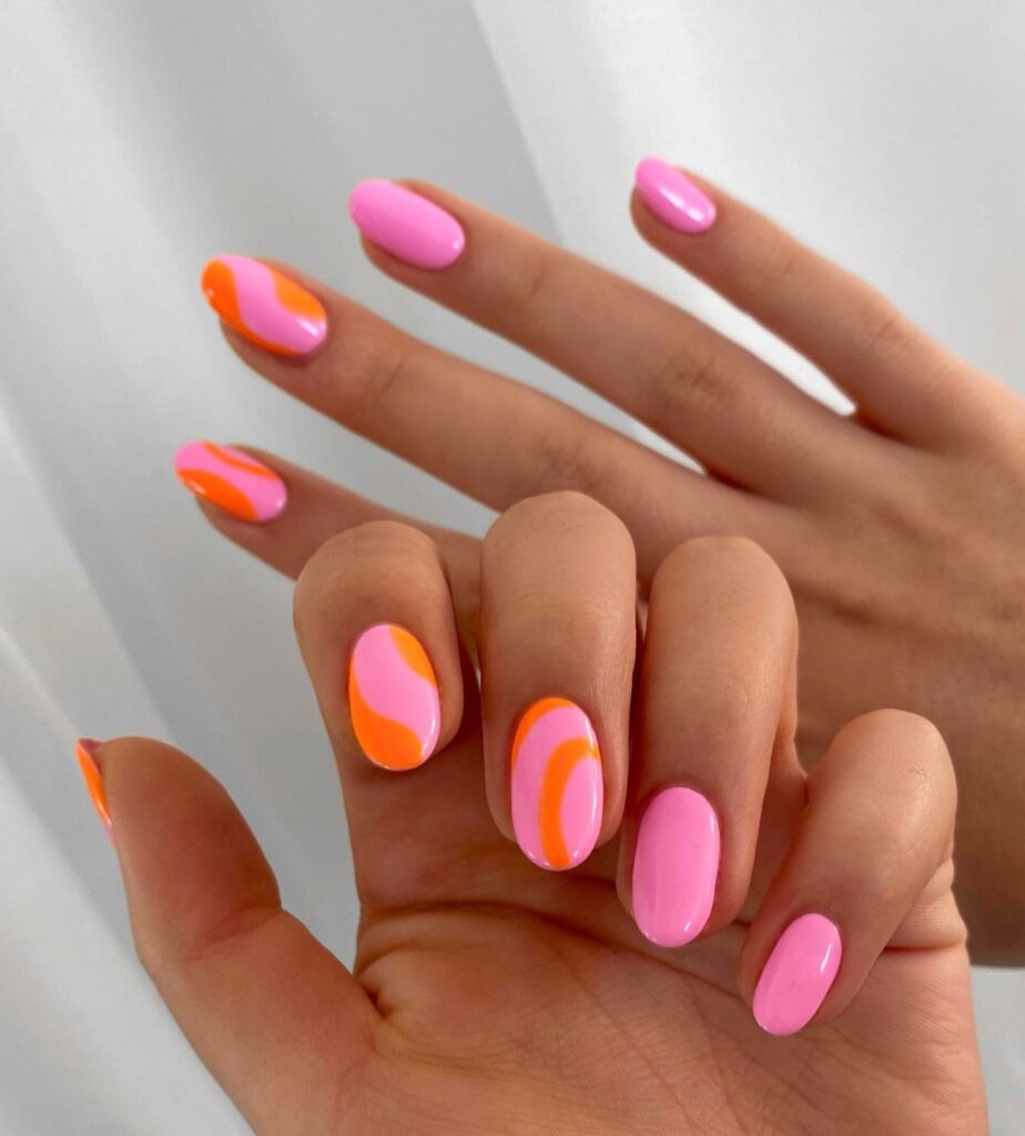 40 Latest Orange Nail Designs to Try in 2024 20 Abstract Pink and Orange Nails