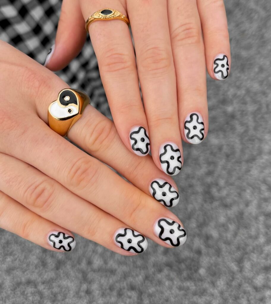 30 Latest Round Nail Designs To Try In 2024! 18 Abstract Puzzle Designs on Round Nails