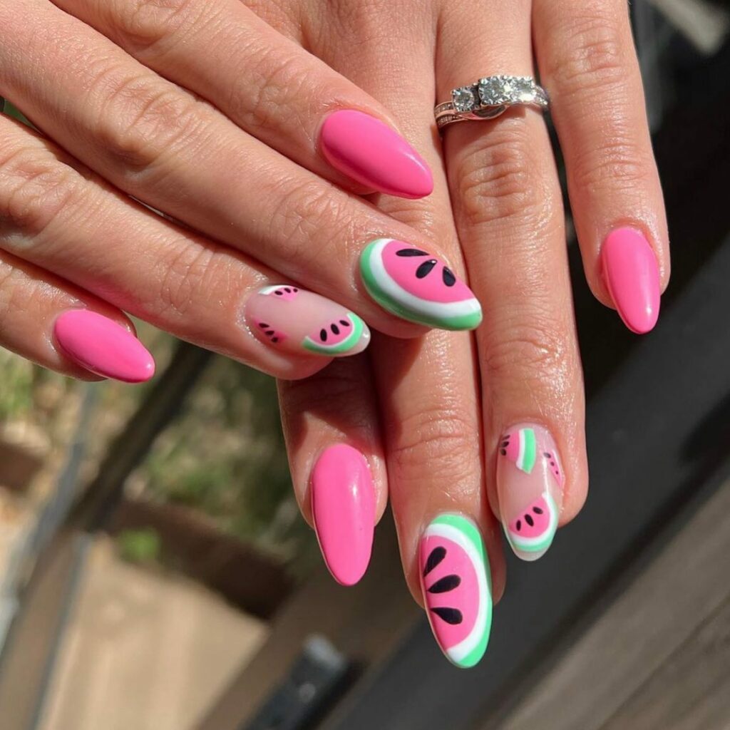29 LATEST WATERMELON NAIL DESIGNS TO TRY IN 2024! 20 Abstract Watermelon Nails Artistry