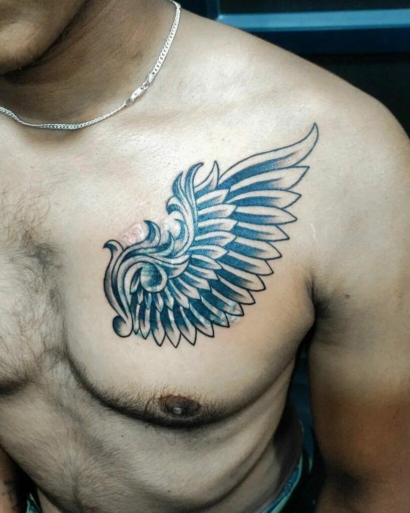 11+ Wings On Chest Tattoo Ideas That You Have To See To Believe! 20 Abstract Winged Tattoo On Chest
