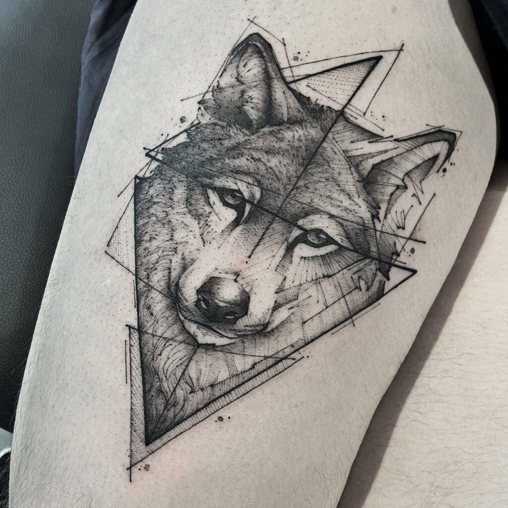 11+ Wolf Tattoo Stencil Ideas That Will Blow Your Mind! 19 Abstract Wolf Tattoo Designs