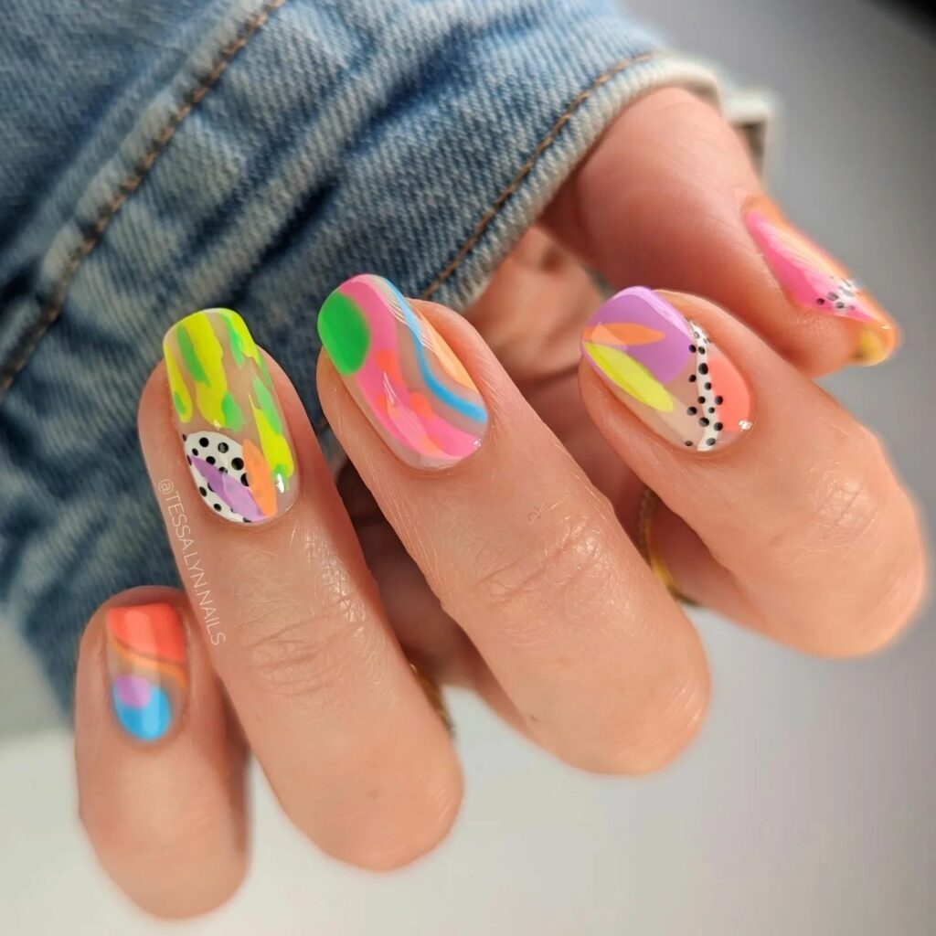 40 Latest Short Summer Nail Designs To Try In 2024! 51 Abstract pride nails