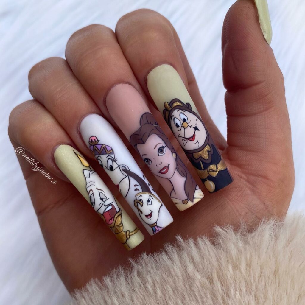 20 Latest Beauty and the Beast Nail Ideas To Try In 2024! 11 Lavish Acrylic Beauty and the Beast Nails