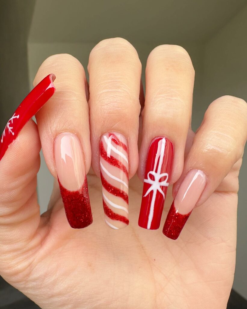 Enjoy 20 Candy Cane Nail Designs in 2024 17 Lustrous Acrylic Nails with Candy Cane Designs