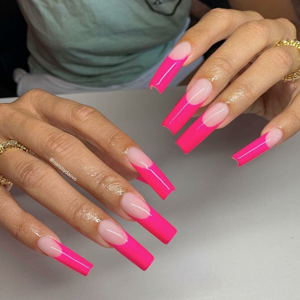 20 Latest Hot Pink French Tip Nails Ideas To Try In 2024! 34 Acrylic Hot Pink French Nails
