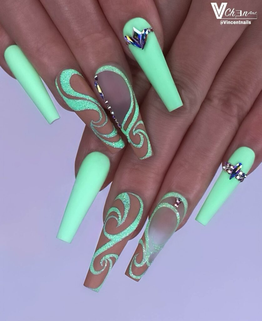 30 Latest Mint Green Nail Ideas To Try Today! 31 Glossy Acrylic Mint Green Nails
