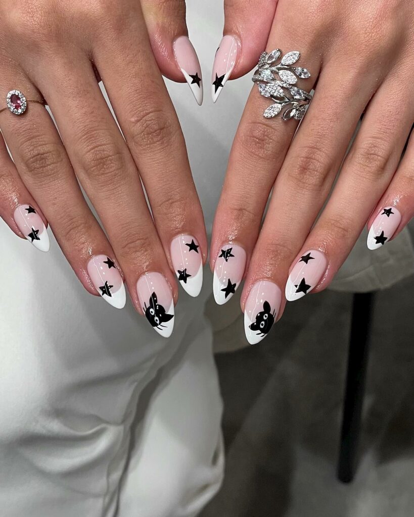 Try 30 Black French Tip Almond Nail Designs of 2024 30 Adorable Teeny Stars