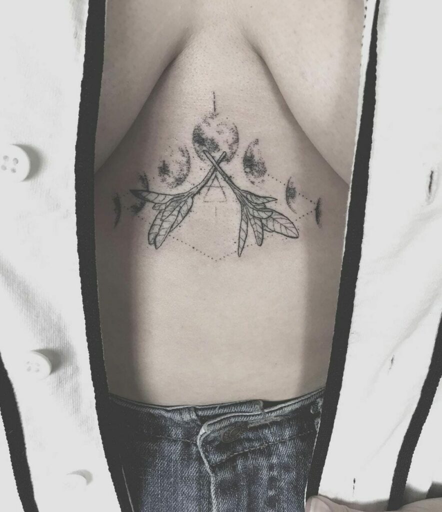 12+ Air Element Tattoo Ideas To Inspire You! 12 Air Element Tattoo With Moon And Broken Clover