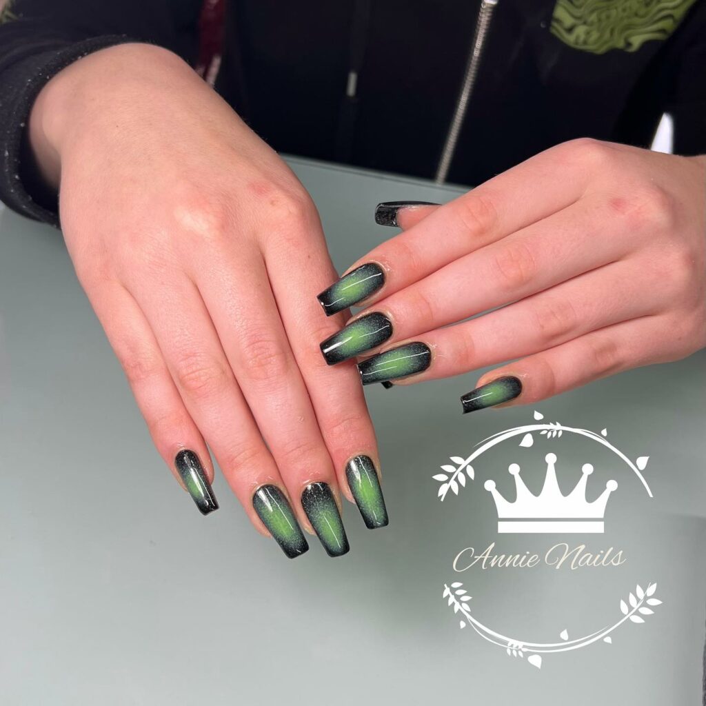 Explore 44 Olive Green Nail Designs in 2024 35 Airbrush Ombré Green Nail Design